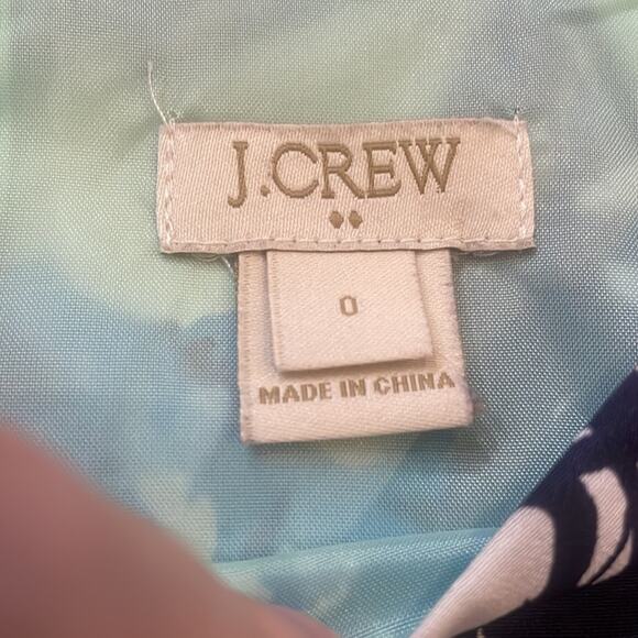 J. Crew Floral Lined Teal/Blue/Orange Shift Dress - Size 0 - Picture 4 of 6